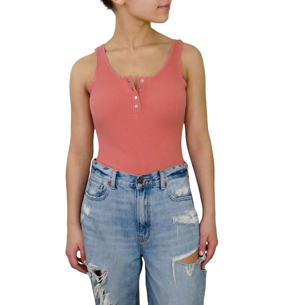 Forever 21 Shinestar Pink Ribbed Bodysuit Small
